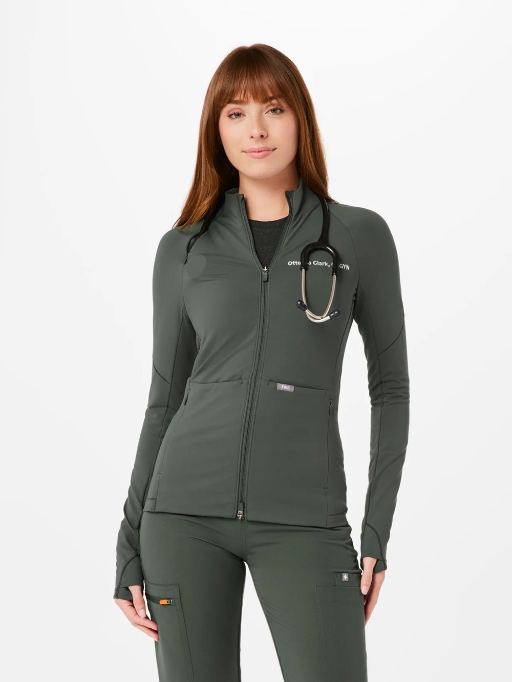 Figs Women's On-Shift ContourKnit Jacket™ in Moss